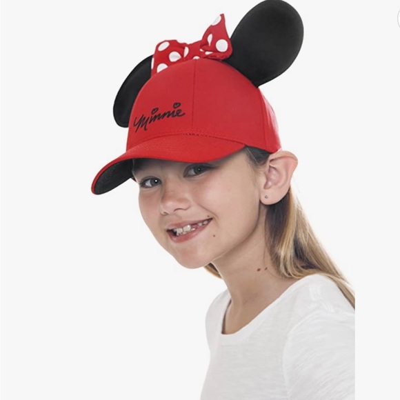 Disney MINNIE MOUSE HAT RED W/ EARS AND POLKA DOT BOW WOMENS CAP NEW - Picture 5 of 5